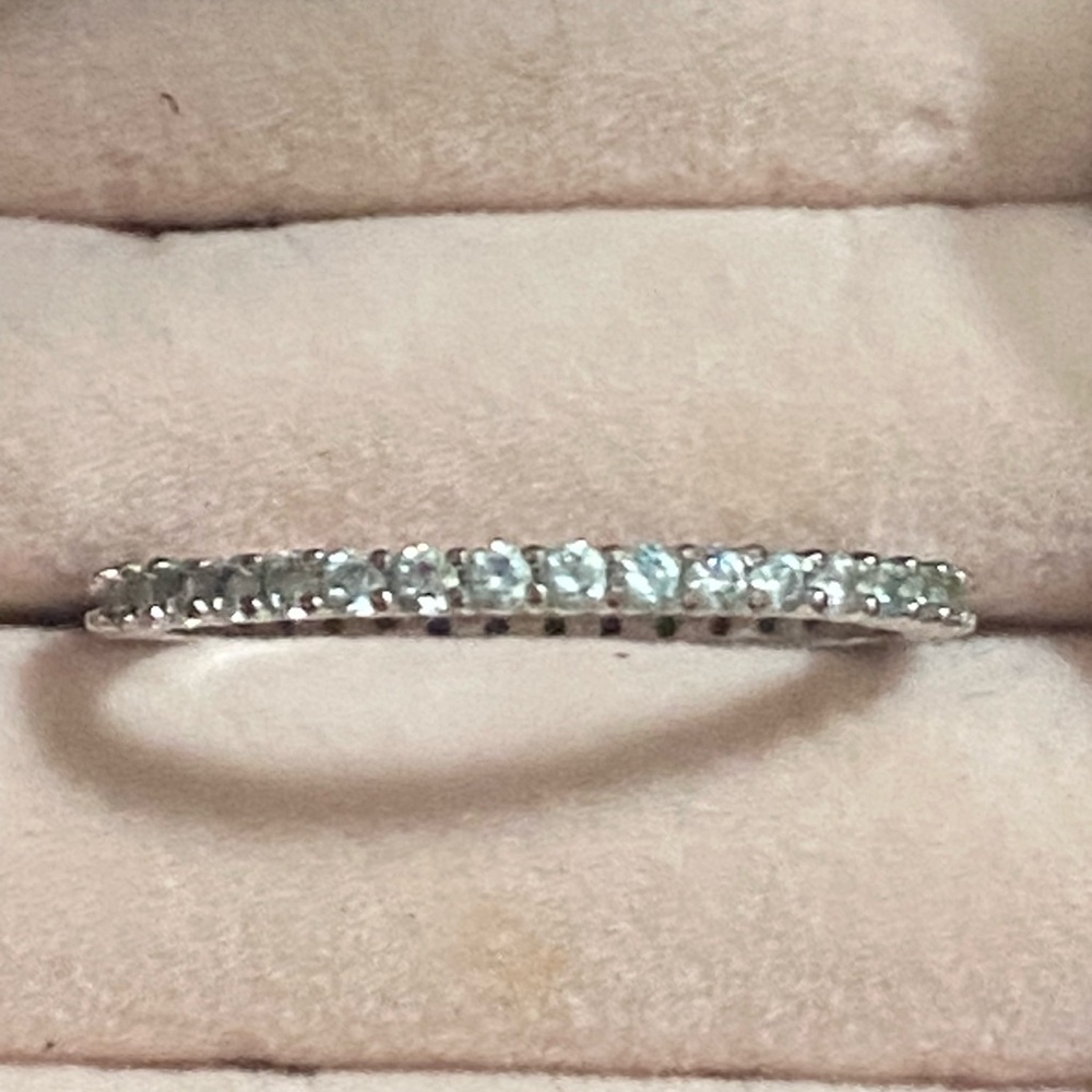 Sparkling White CZ Eternity Band - Silver Tone